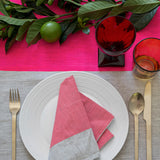 Neon pink Colourblock linen tablecloth