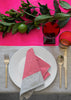 Neon pink Colourblock linen tablecloth