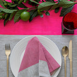 Neon pink Colourblock linen tablecloth