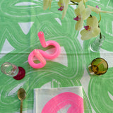 Green Graffiti linen tablecloth
