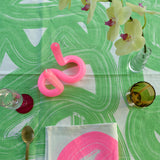 Green Graffiti linen tablecloth
