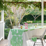Green Graffiti linen tablecloth