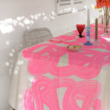 Highlighter pink Graffiti linen tablecloth