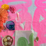Highlighter pink Graffiti linen tablecloth