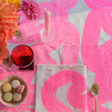 Highlighter pink Graffiti linen tablecloth
