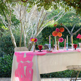 Highlighter pink Graffiti linen tablecloth