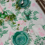 Green and pink Jasmine linen napkins (set of 4)