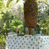 Green Palms linen tablecloth