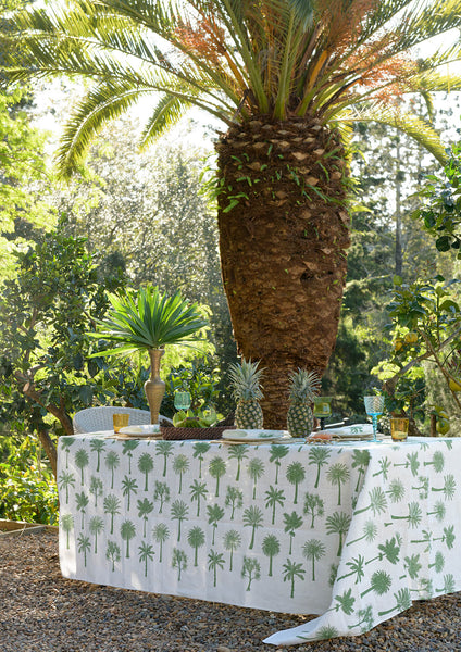 Green Palms linen tablecloth