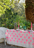 Neon pink Palms linen tablecloth