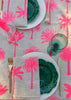 Neon pink Palms linen tablecloth