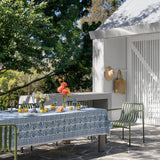 Blue Pomegranate linen tablecloth
