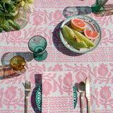 Pink Pomegranate linen tablecloth