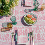 Pink Pomegranate linen tablecloth