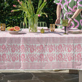 Pink Pomegranate linen tablecloth