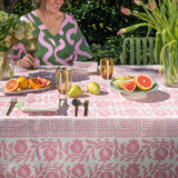 Pink Pomegranate linen tablecloth