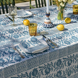 Blue Pomegranate linen tablecloth
