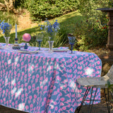 Highlighter pink + blue Poppies linen napkins (set of 4)