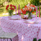 Red + pink Poppies linen napkins (set of 4)