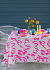 Highlighter pink Ribbon linen tablecloth