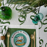 Olive Ribbon linen tablecloth