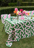 Green + highlighter pink Spaghetti linen tablecloth