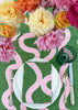 Green + highlighter pink Spaghetti linen tablecloth