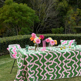 Green + highlighter pink Spaghetti linen napkins (set of 4)