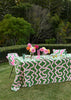 Green + highlighter pink Spaghetti linen tablecloth