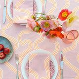 Blush + neon orange Spaghetti linen napkins (set of 4)