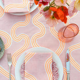 Blush + neon orange Spaghetti linen napkins (set of 4)