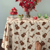 Brown Stars + Guitars linen tablecloth