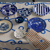 Cobalt Blue Stitches linen tablecloth