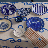Cobalt Blue Stitches linen tablecloth