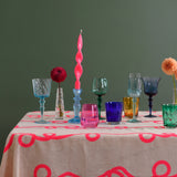 Neon pink Stitches linen tablecloth