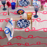 Neon pink Stitches linen tablecloth