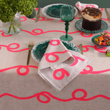 Neon pink Stitches linen tablecloth