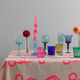 Neon pink Stitches linen tablecloth