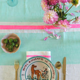 Highlighter pink Turkish stripe linen napkins (set of 4)