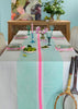 Aqua + highlighter pink Tennis stripe linen tablecloth