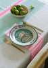 Aqua + highlighter pink Tennis stripe linen tablecloth