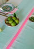 Aqua + highlighter pink Tennis stripe linen tablecloth