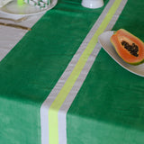 Green + yellow Tennis stripe linen tablecloth