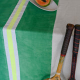 Green + yellow Tennis stripe linen tablecloth