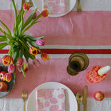 Pink + red Tennis stripe linen tablecloth
