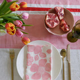 Pink + red Tennis stripe linen tablecloth