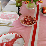 Pink + red Tennis stripe linen tablecloth