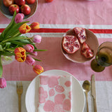 Pink + red Tennis stripe linen tablecloth