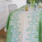 Duckegg + green Tulips linen tablecloth