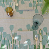 Duckegg + green Tulips linen napkins (set of 4)